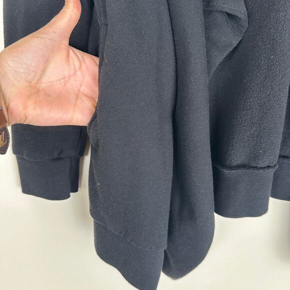 AllSaints Zip Extended Hood Black Open Front Waterfall Cardigan Size Small - Picture 3 of 12